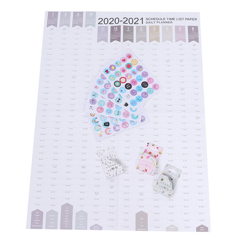 2021 Block Year Planner Daily Plan Paper Wall Calendar for Office School H Re