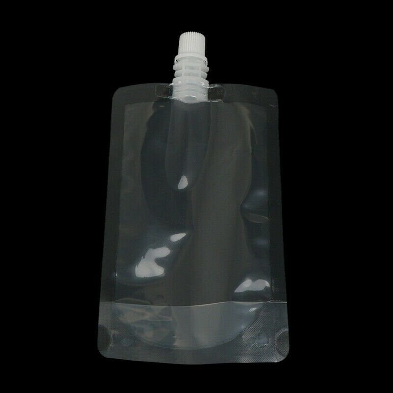 200ml Plastic Flask Suction Transparent 10pcs Drinks Packaging Pocket Juice Bag
