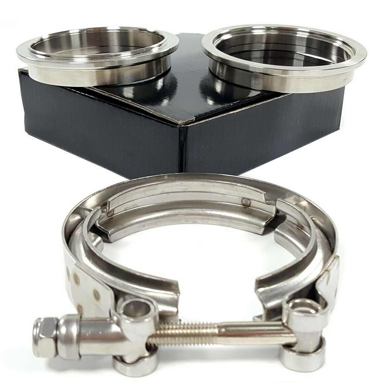 Universal 3 Inch 304 Stainless Steel V Band Flat Flange Clamp Kit Assembly