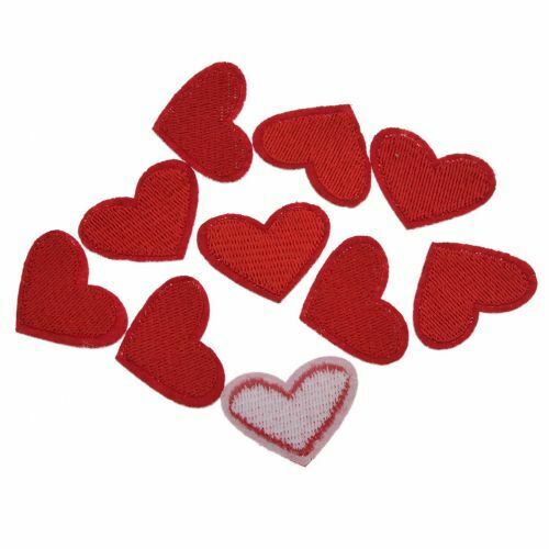 20Pcs Red Heart Embroidery Iron On Patch Sewing Badge Bag Clothes Applique Decor