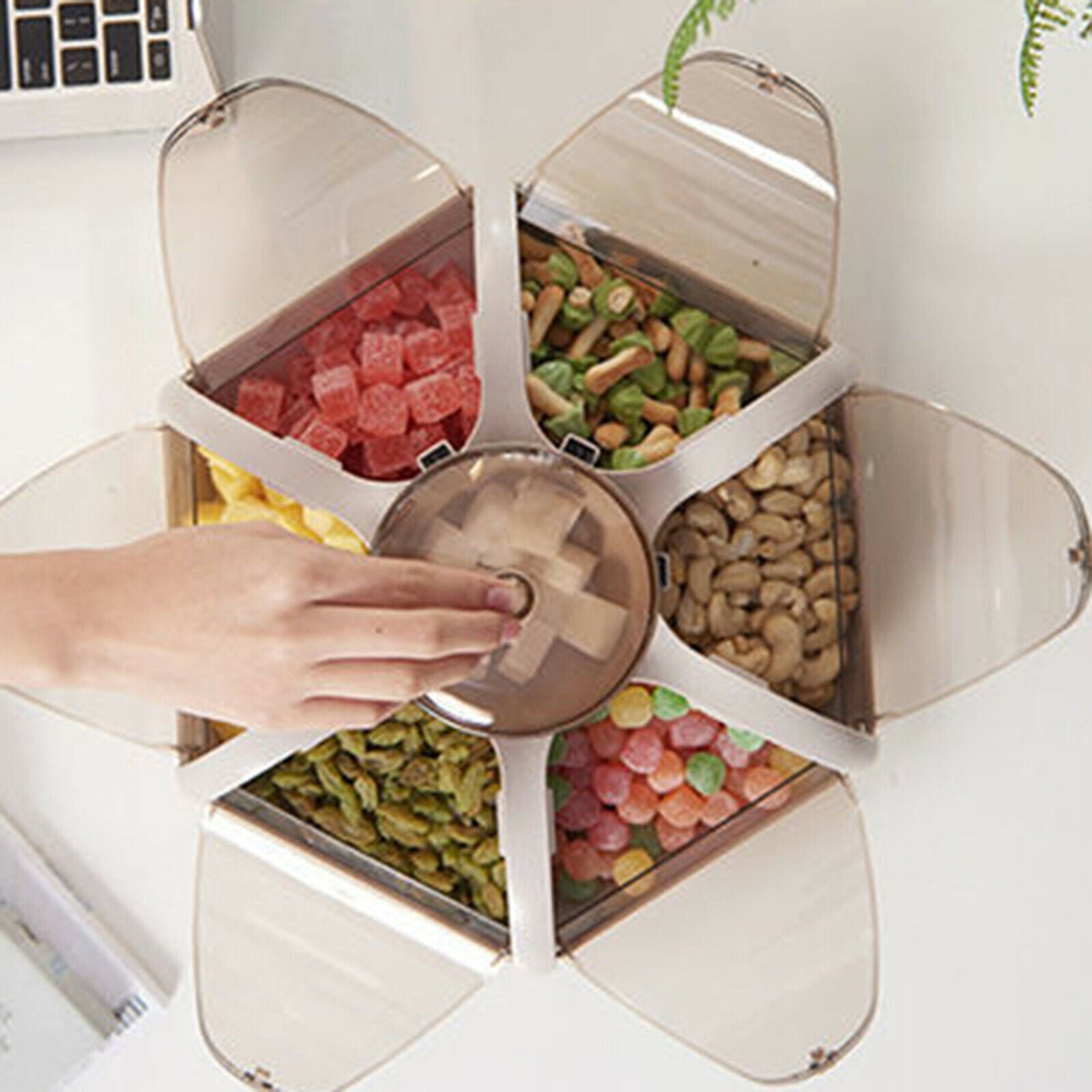 Creative Transparent Candy Container 6 Compartment Snack Tray Picnic Holiday