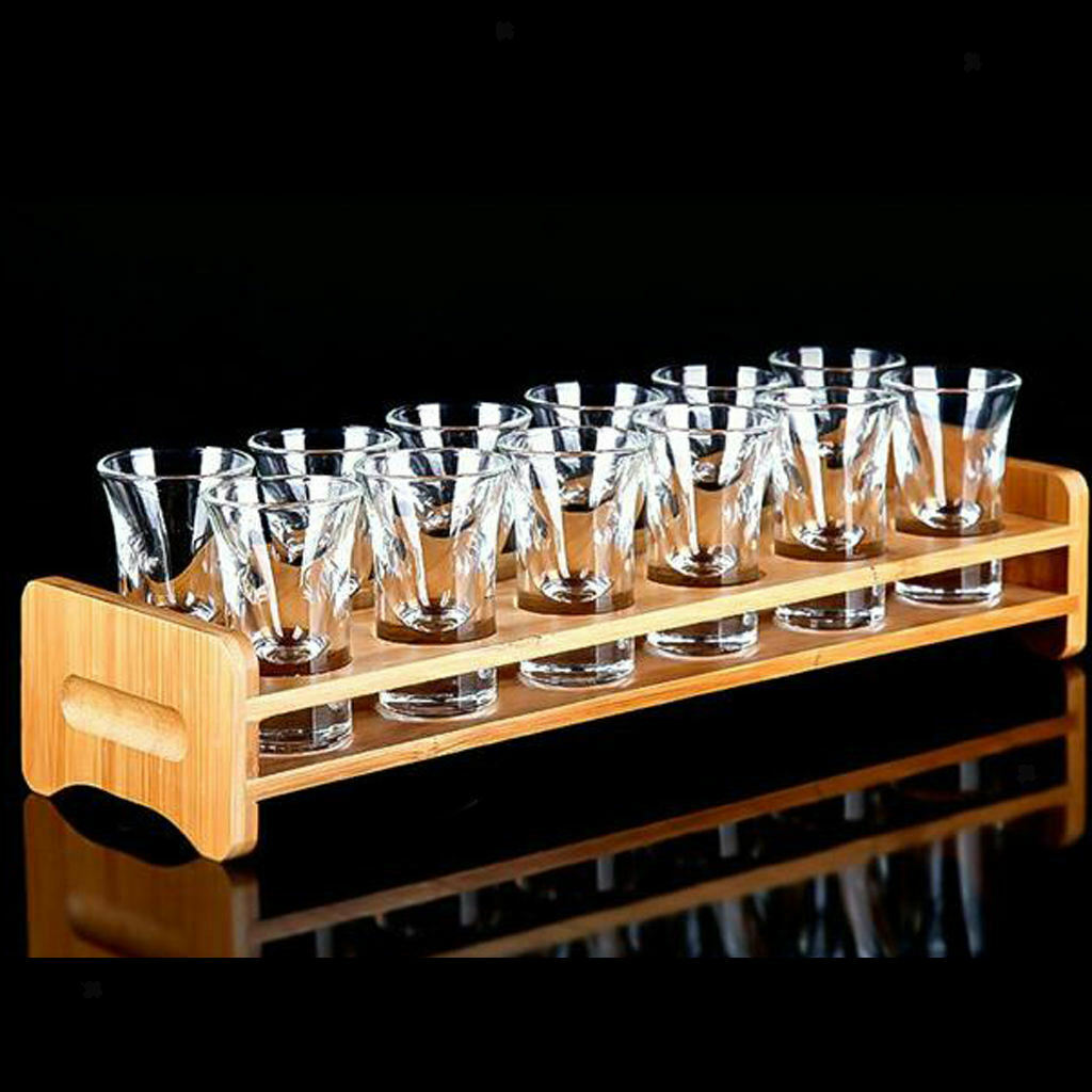 Bamboo Cup Holder Organizer Rack 7/12 Holes Home Cup Storage Holder Stand