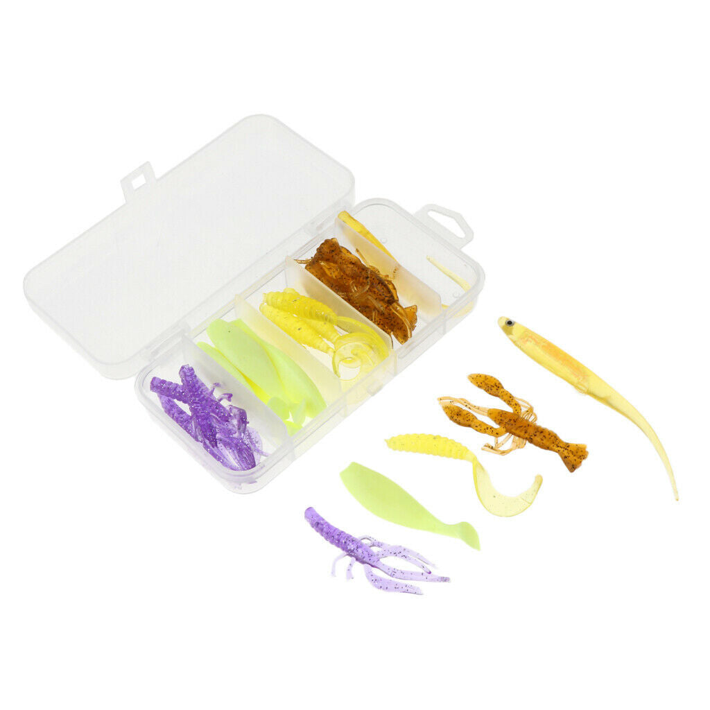 21pcs Soft Shrimp Shad Worm Fishing Lure