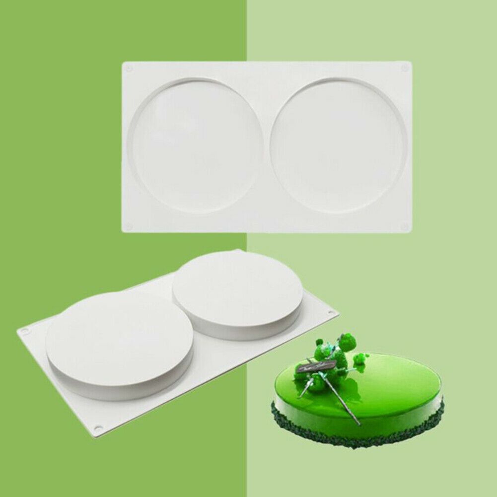Silicone Cake Mold 2-Cavity Large Round Shape Mould Dessert DIY Baking Tray  @