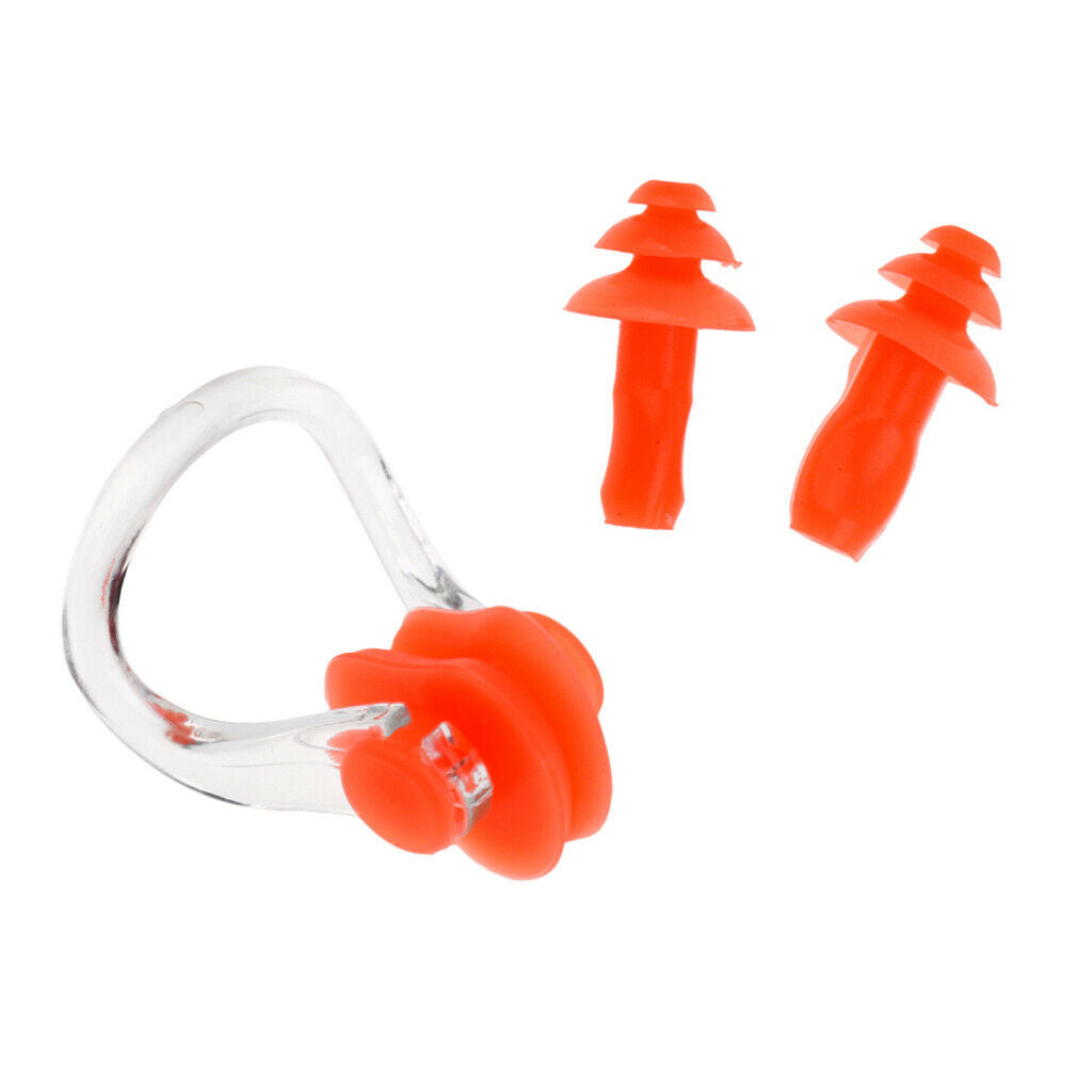 Waterproof Soft Silicone Swimming Ear Plugs and Nose Clip Set Random Color