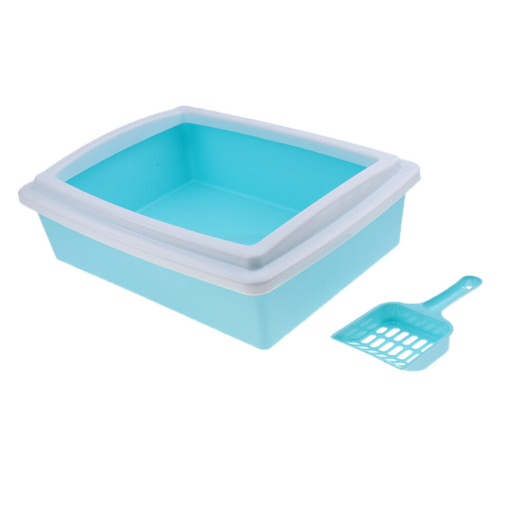 Rectangle Pet Cat Litter Box Kitty Toilet Seat Cat Toilet Cat Supplies Blue