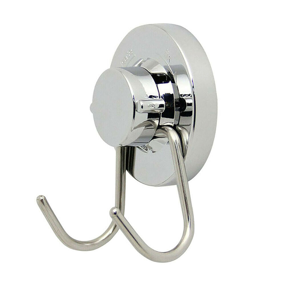 Stainless Steel Vacuum Button Wall Suction Cup Double Hook Towel Holder H.l8