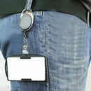 2 Pack Card ID Holder with Retractable Badge Reel Carabiner & Belt Clips Black