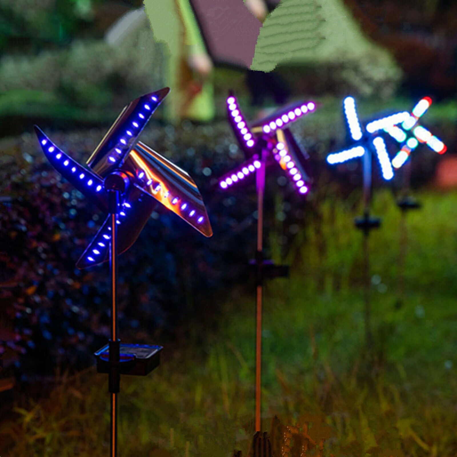 2 Pack 32 LED Windmill Solar Ground Garden Light Path Lighting for Christmas