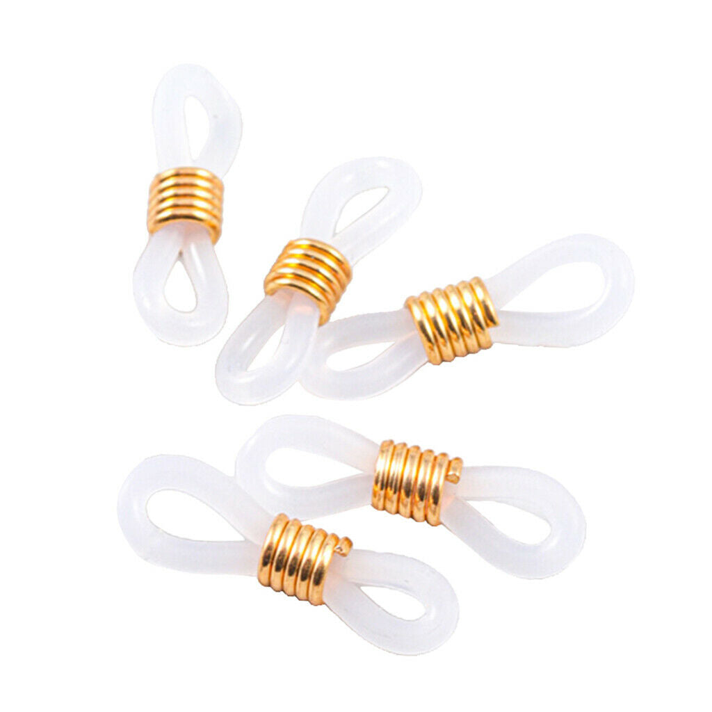 100Pc Rubber Connectors Ends Eyeglass Glasses Holder Repair Chain Cord Loop Ends