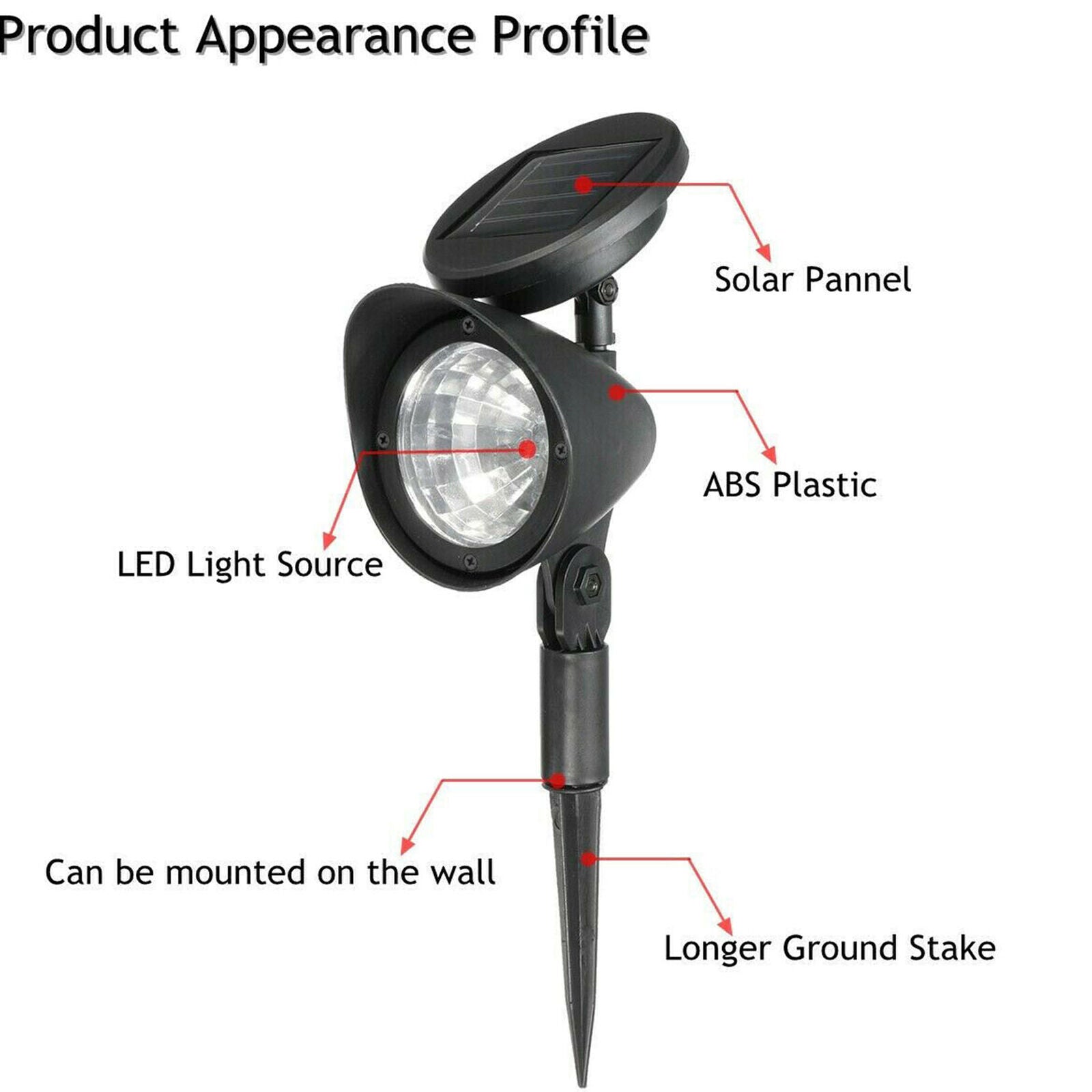 2Pack Solar 4 LED Spot Light Outdoor Garden Yard Landscape Flood Lamp Waterproof