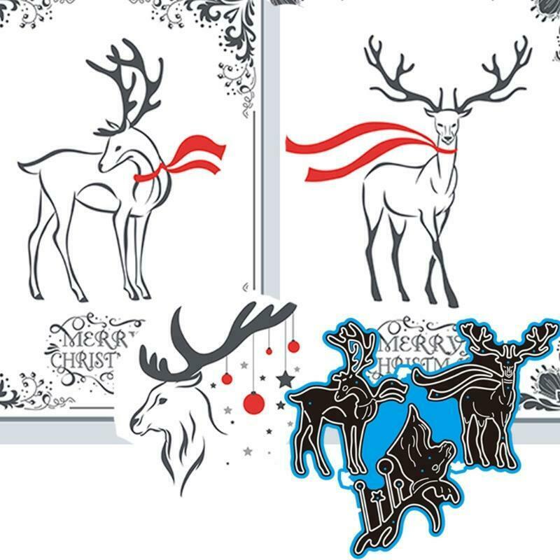 Christmas Elk Metal Cutting Dies Stencil DIY Scrapbooking Album Paper Card Mold