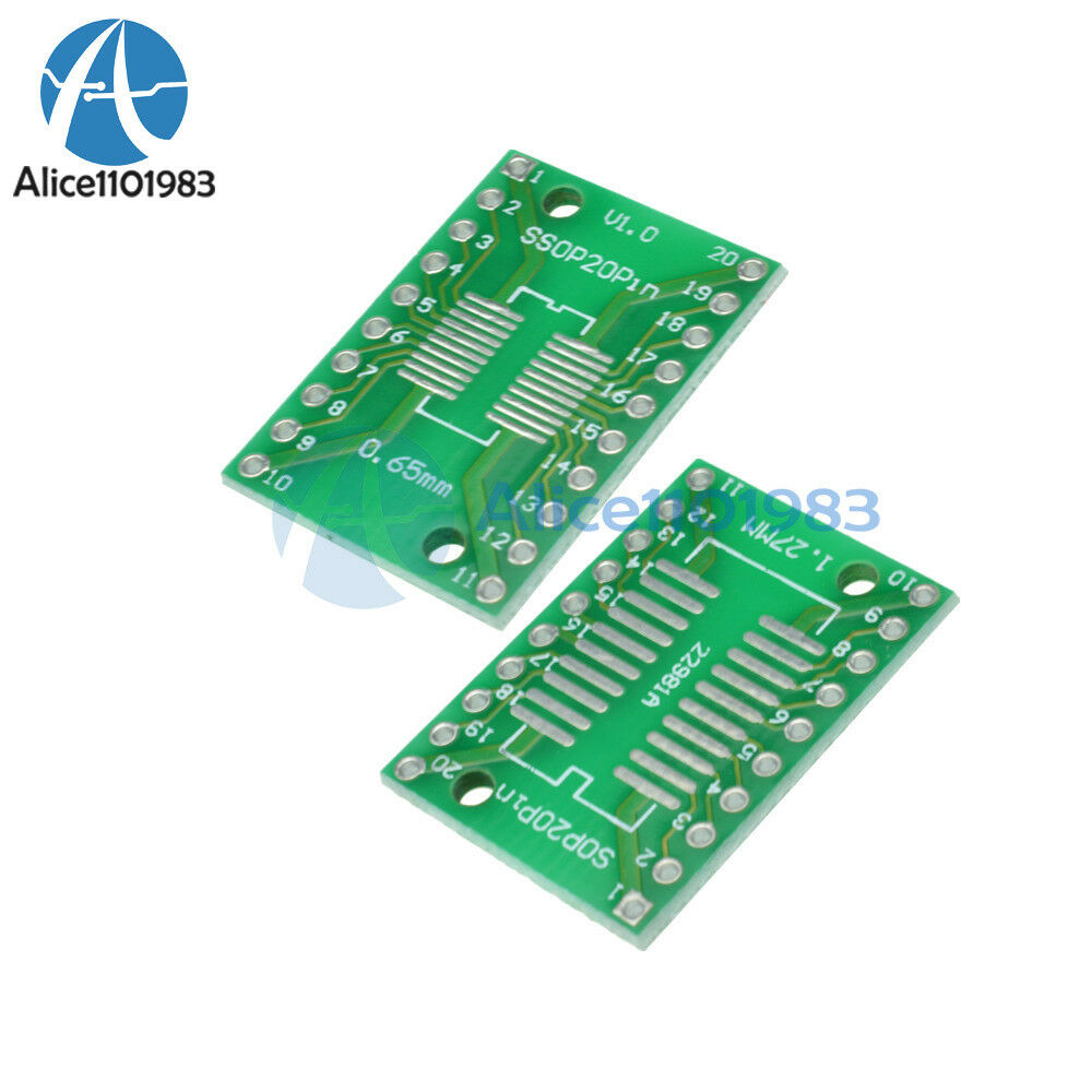 100PCS SOP20 SSOP20 TSSOP20 To DIP20 0.65/1.27mm IC Adapter PCB Board