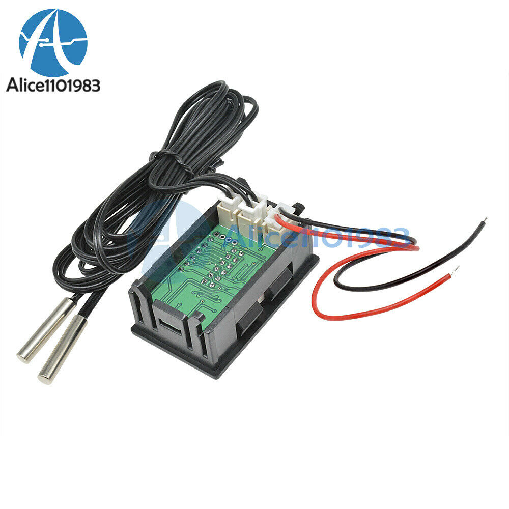 DC4V-28V Red Blue Dual LED Display Digital Thermometer Temperature Sensor Porbe