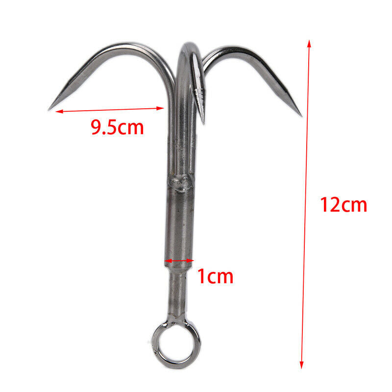3 Claws Grappling Hook Climbing Survival Carabiner Tool Stainless Steel .l8