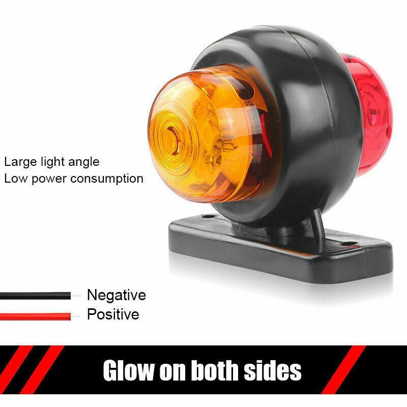 10pcs Red Yellow LED Side Marker Light Clearance Lamp Truck Trailer Van 12V/24V