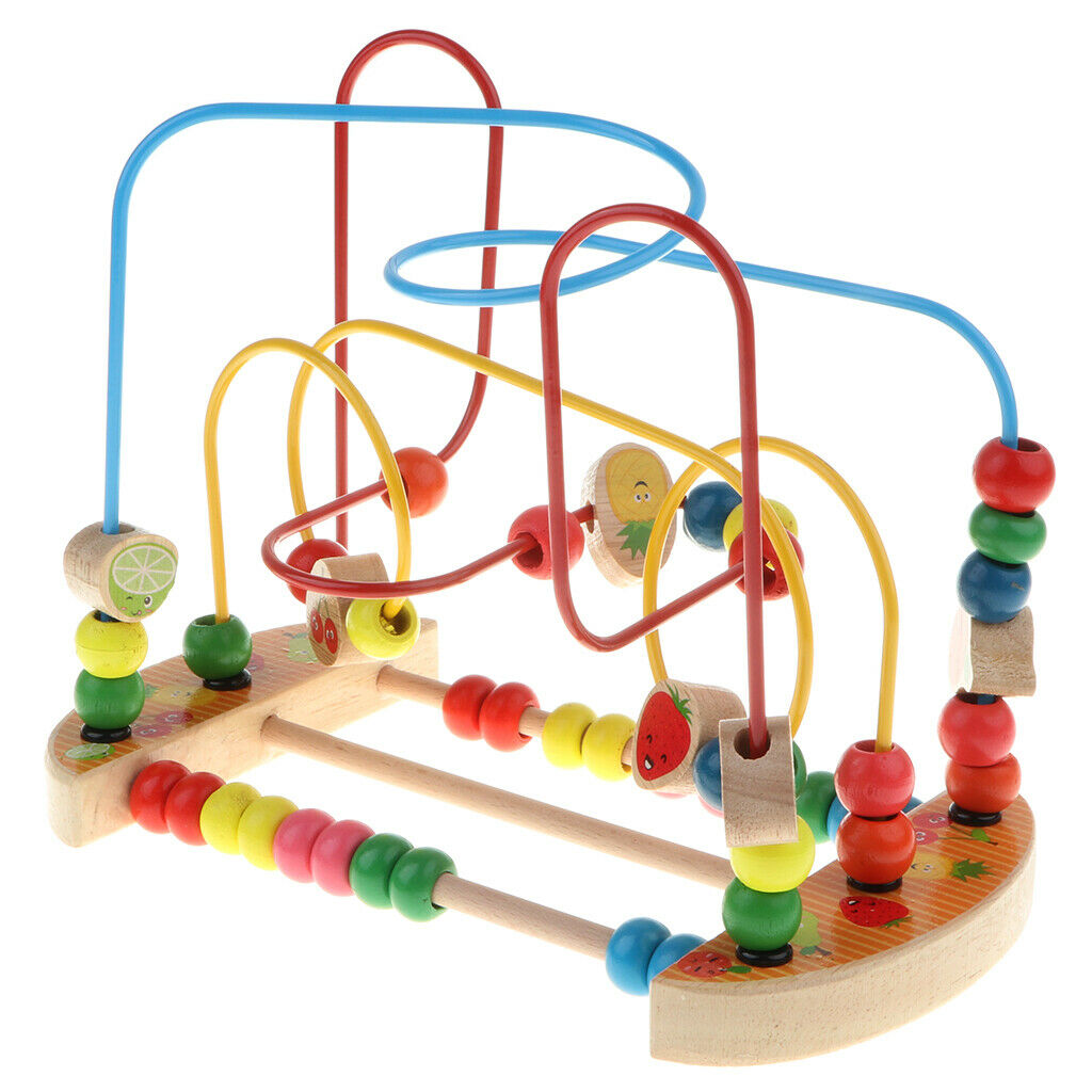 Wooden Around Beads Maze Roller Coaster Educational Toys For Toddlers Kids Baby,
