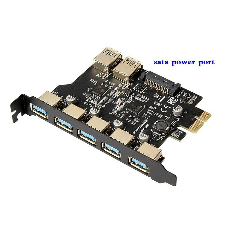 USB 3.0 PCI-E Expansion Card Adapter 7 Ports Hub Adapter External Controller