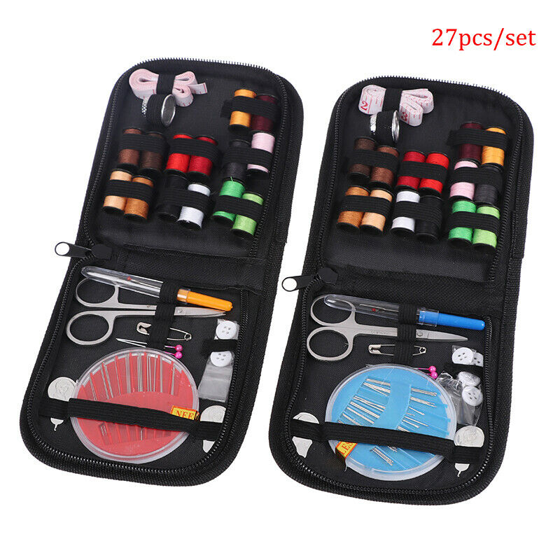 27pcs/set Sewing Box Travel Sewing Kit Needle Thread Tape Scissor Storage.l8