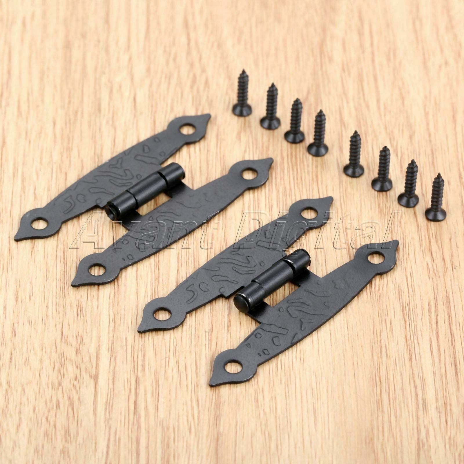 2Pcs 65*33mm Cabinet Door Luggage Black Hinge Bronze Tone Furniture Decoration