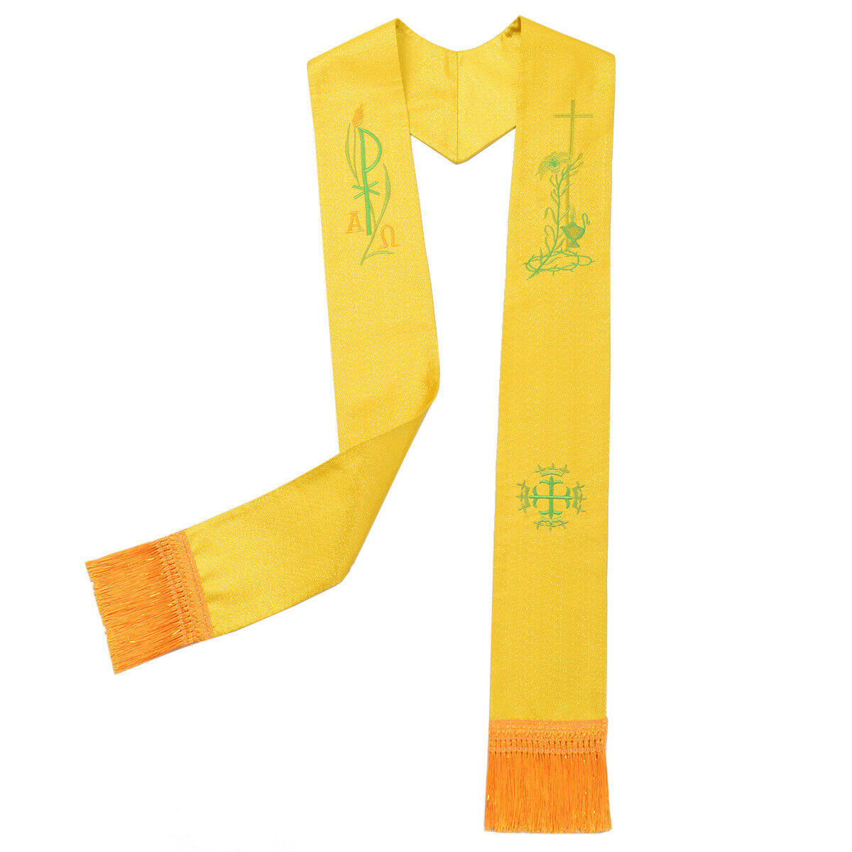 Catholic Church Priest Liturgical Stole Chi-Rho Flower Mass Stole Embroidered