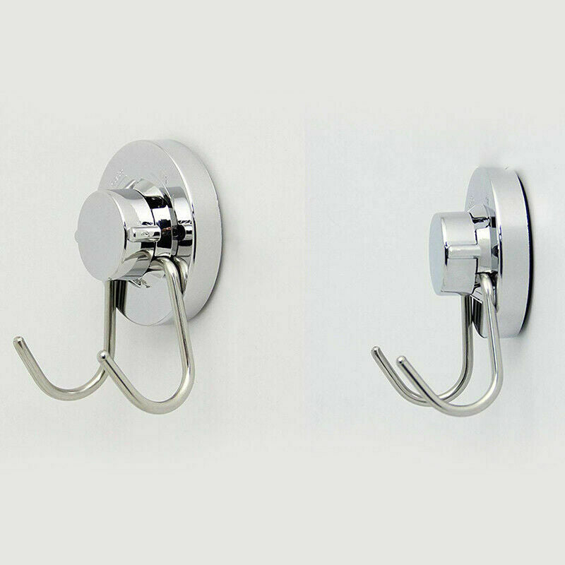Stainless Steel Vacuum Button Wall Suction Cup Double Hook Towel Holder H.l8