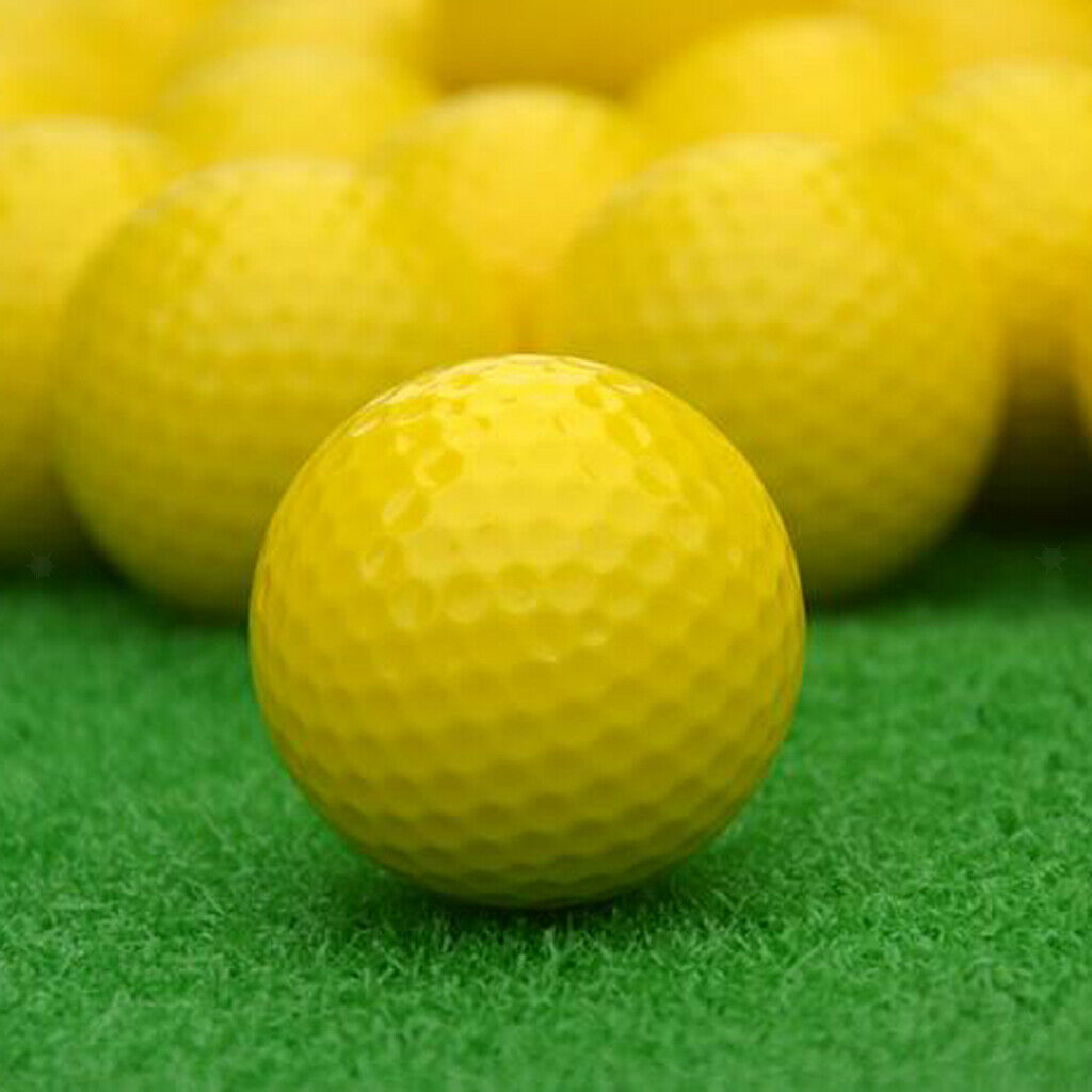 Elastic Synthetic Rubber Golf Balls Training Practice Ball Yellow 42.6mm