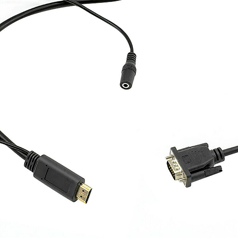 2X(1.8M MI to VGA Cable 1080P  MI to VGA with Audio Converter Cable V3F5)