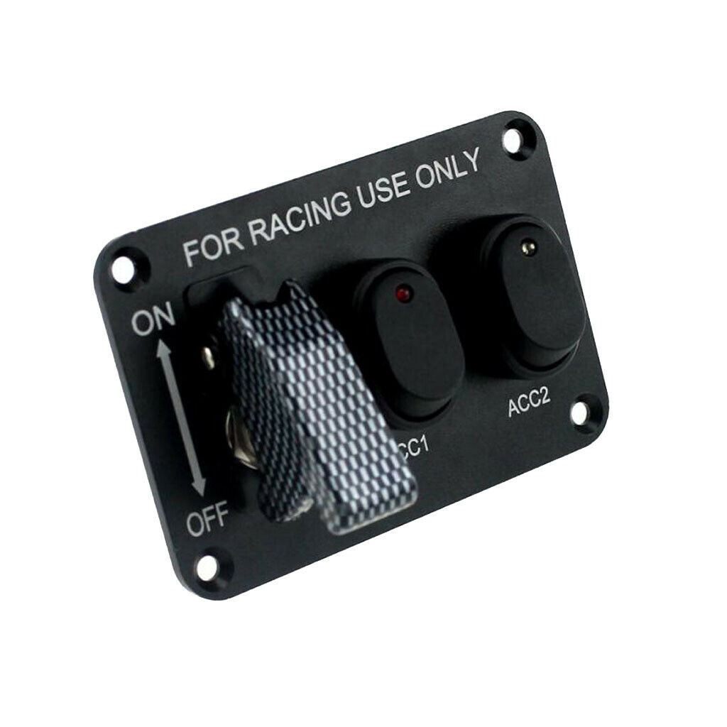Car Marine Boat 12V 3-Gang Toggle Switches Control Panel Carbon Fiber Cover