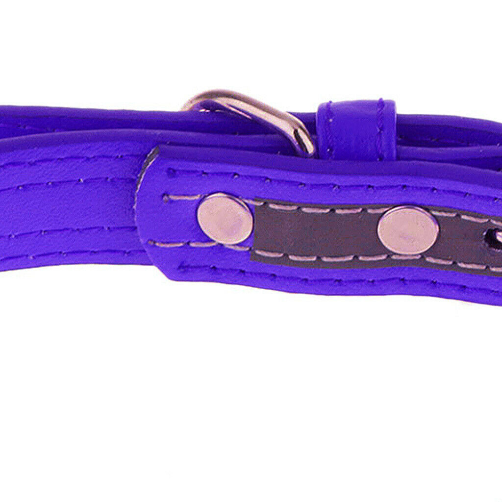 Pet Puppy PU Leather Belt Bone Reflective Safety Buckle Dog Collar-Purple