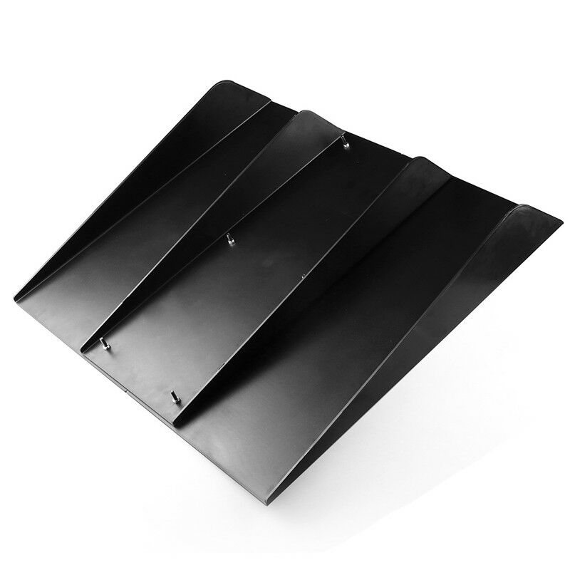 22''X19" ABS Textured Rear Bumper Center 4 Fins Curved Diffuser Fin Black Solid