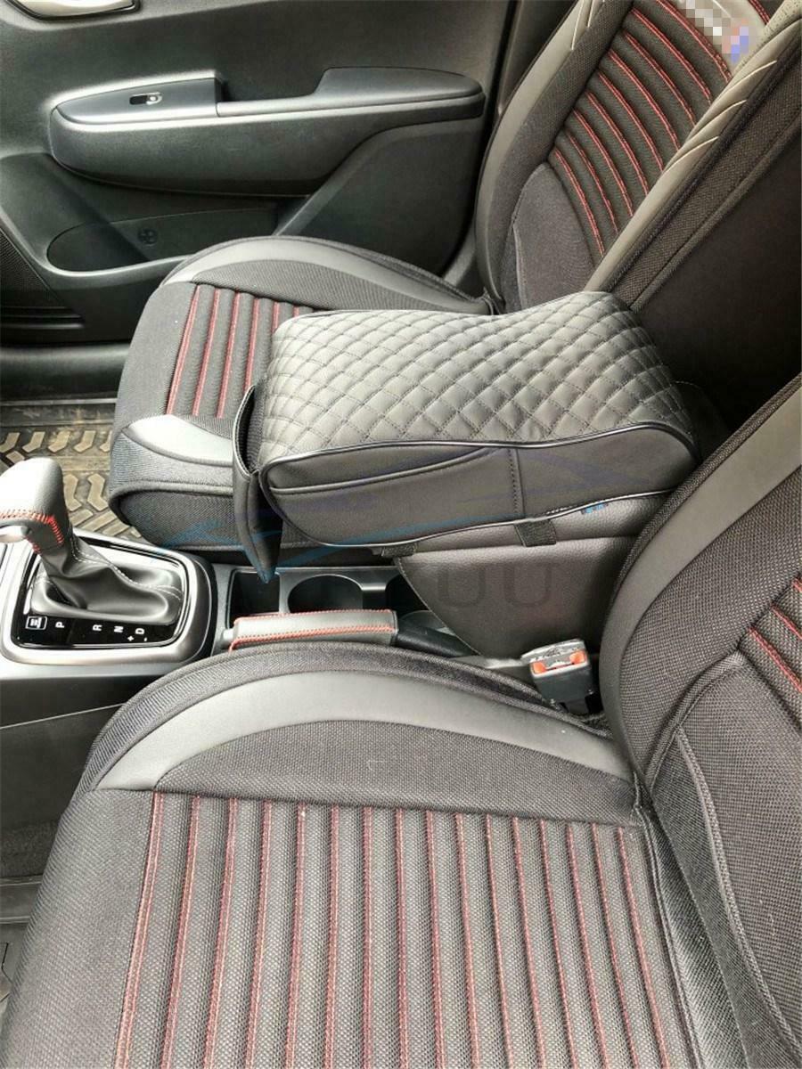 Universal Car Armrest Box Mat PU Leather Armrest Pad Armrest Top Mat Liner Black