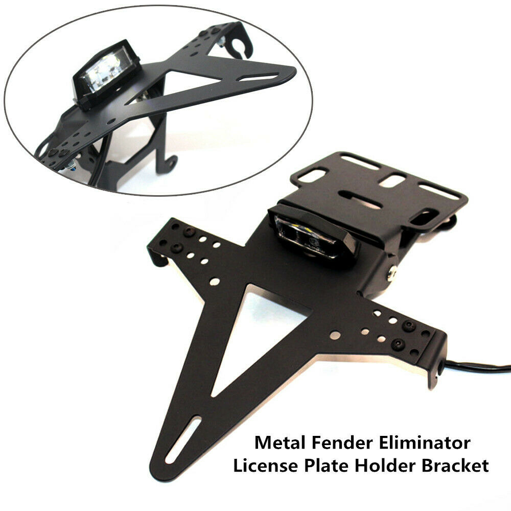 Motorcycle Fender License Plate Frame Cover Bracket Eliminator w/ LED Taillight