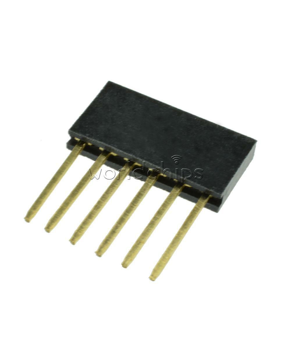 100pcs 2.54 mm 6 Pin Long Single Row Stackable Shield Female Header for Arduino
