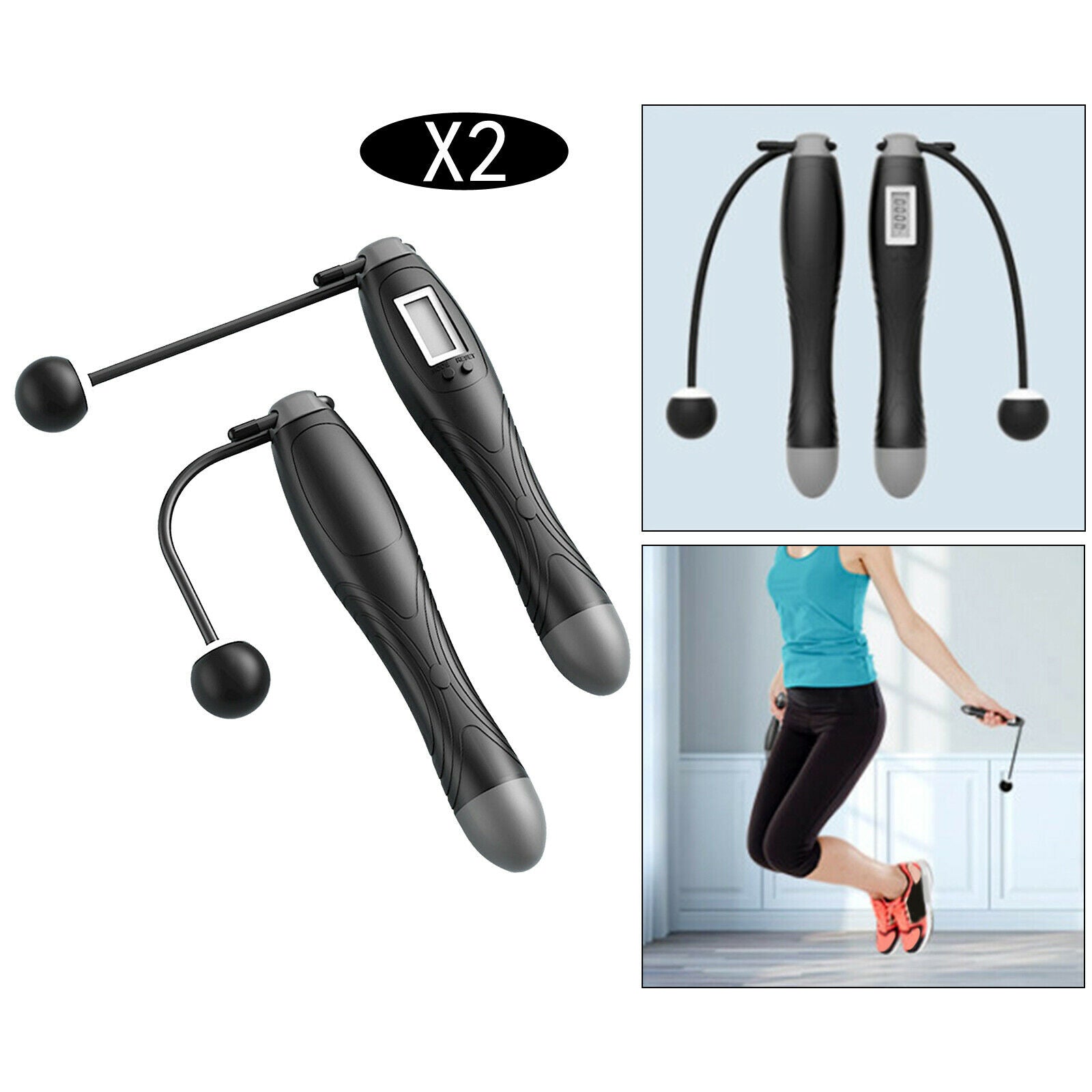 2pcs Weighted Cordless Jump Rope Dual Mode Calorie Consumption Training Tool