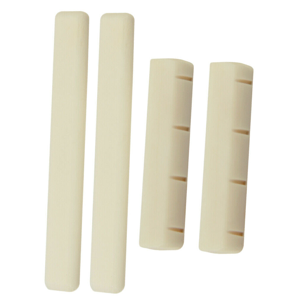 4pcs Blank Bone Guitar Bridge Saddle Nut Nut Replacement for Folk And