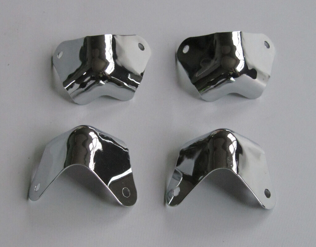 4x Metal 2 Leg Guitar AMP Corner Cabinet Corners Polished Chrome for Fender