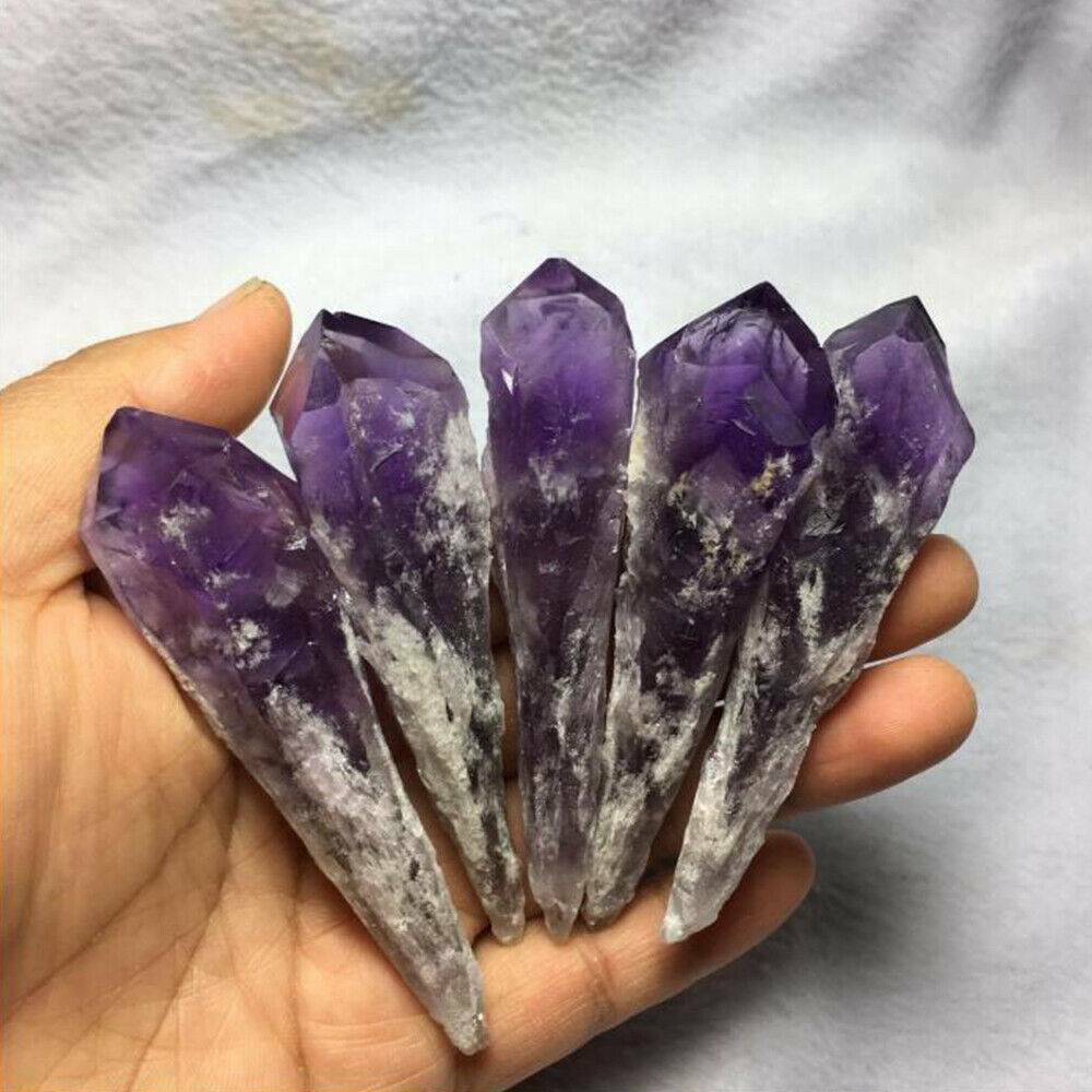 1xBig Natural Amethyst Cluster Quartz Crystal Point Wand Specimen Reiki Healing