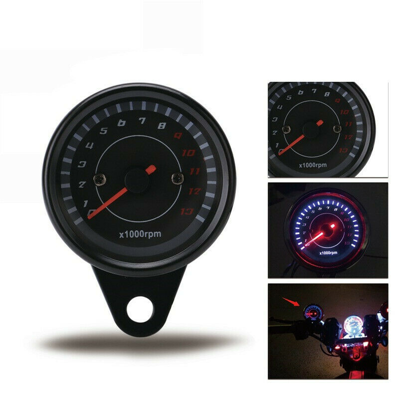Universal LED Backlight Motorcycle Tachometer Meter Gauge RevCounter 0-13000 RPM