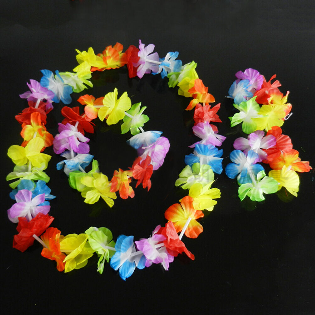 4 pcs/set HawaiianBDropical Hula Luau Grass Dance Head Neck Wrist Garla.l8