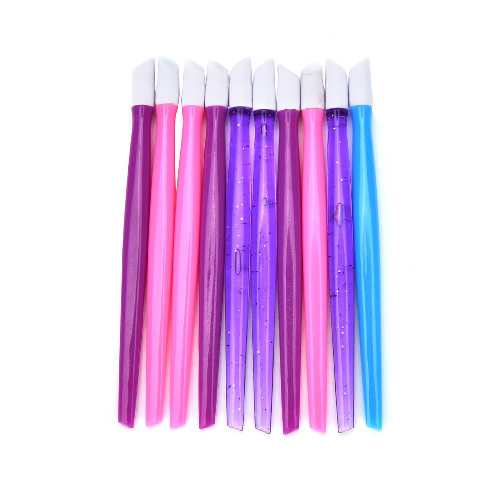 10X Cuticle Pusher Plastic Foils Nail Art Hoof Stick Tools Wrap Applicati TwJ.DD
