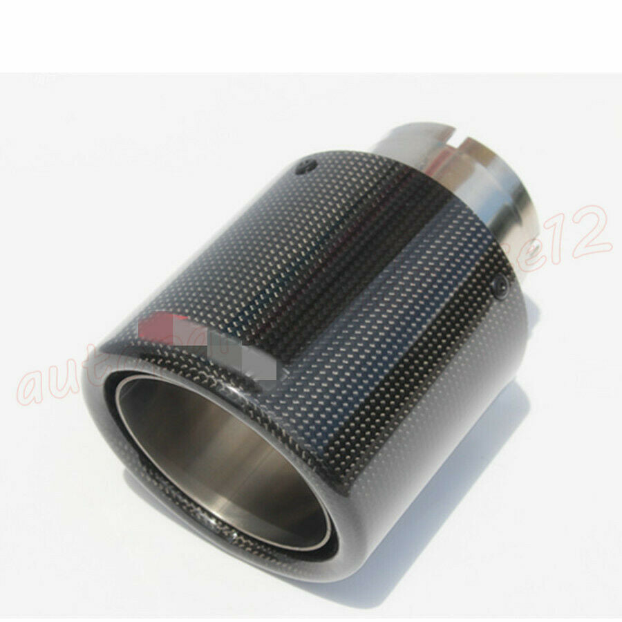 3" Inlet 4.5" Outlet Real Carbon Fiber Glossy Auto Car Exhaust Tips Muffler Pipe