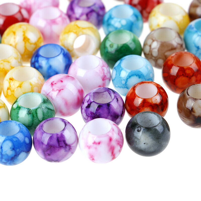 50x Acrylic Round Hair Beads Braids Diy Dreadlock Beads Hair Extension Je.l8
