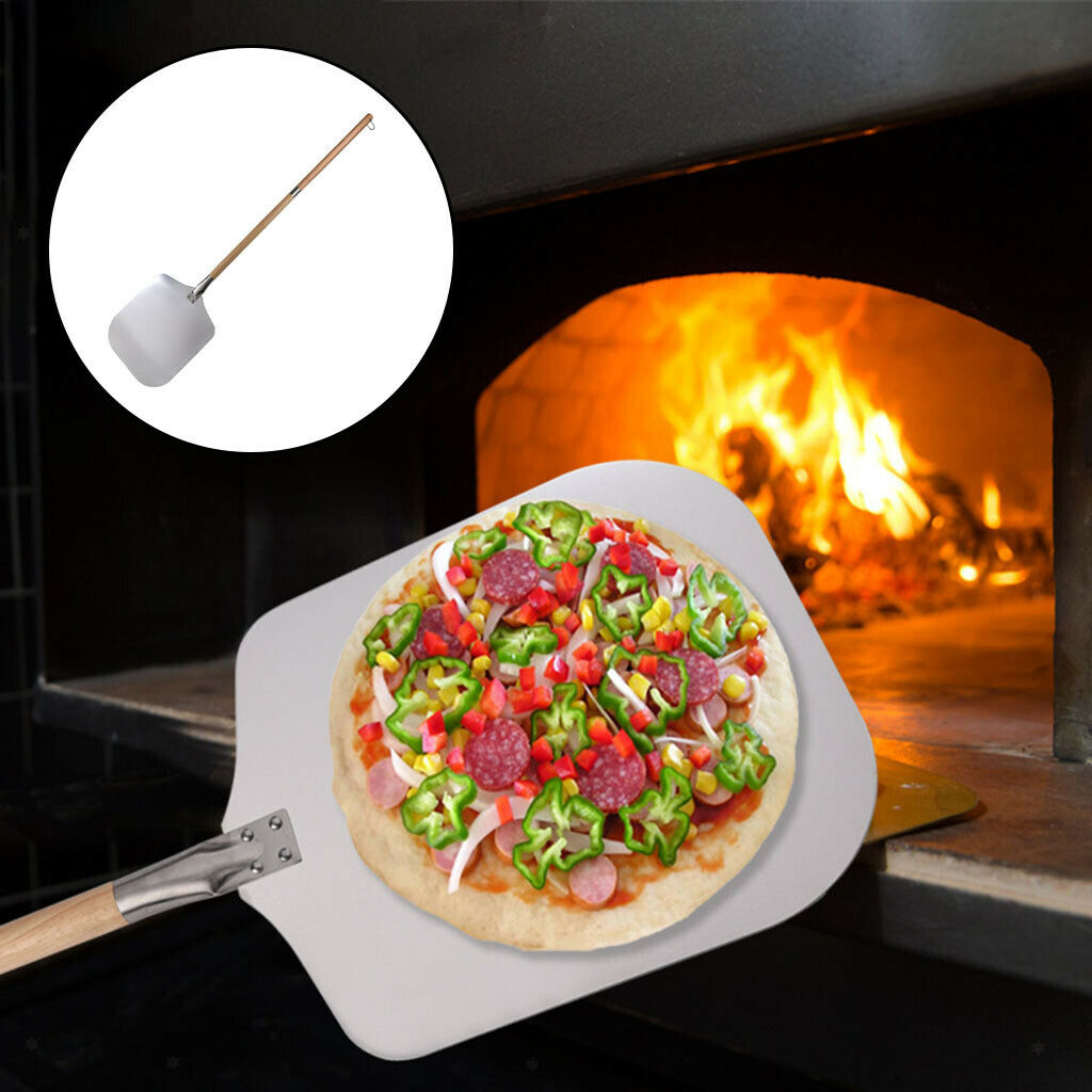 Aluminum Anti-scald Pizza Turning Peel Metal with Wood Handle Homemade Pizza