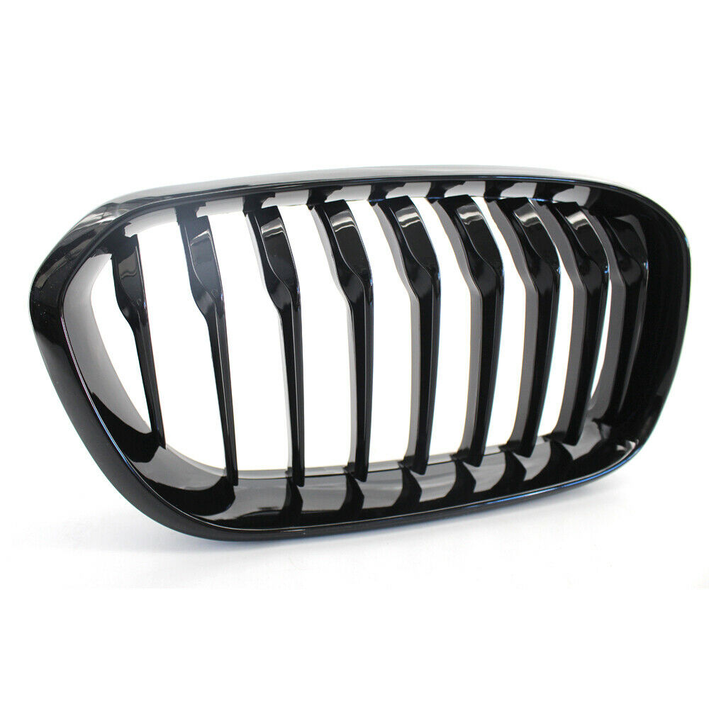 Pair Black Single Slat Front Kidney Grilles Grill For BMW F20/F21 LCI Facelift