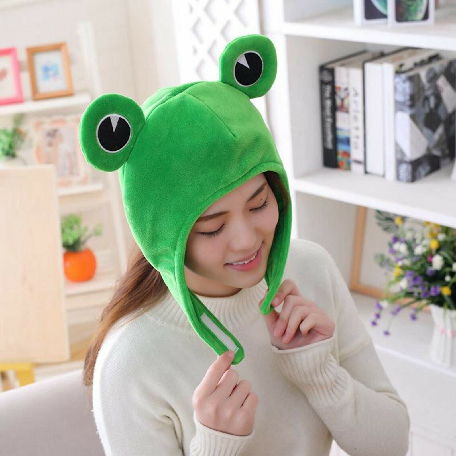 Winter Frog Earflap Hood Hat Cute Animal Dress up Headgear Photo Props