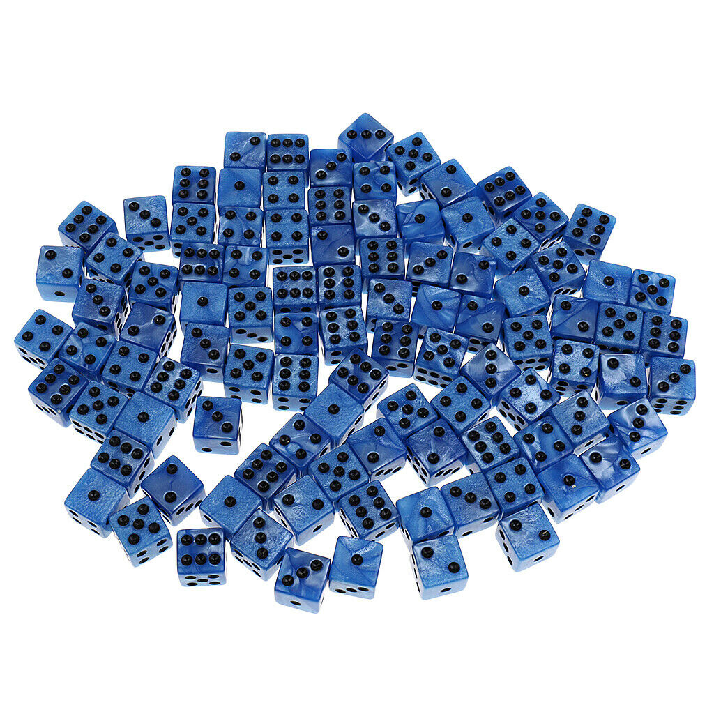 100PCS  6-sided Dice Spot Dice 14mm for Board Games, Party Games Dice Blue
