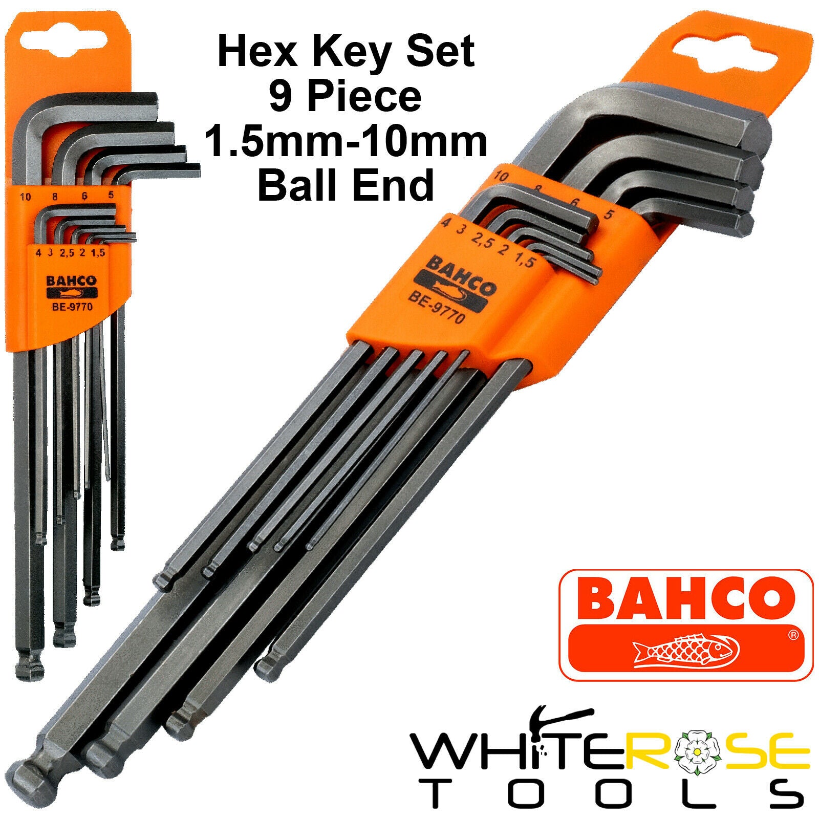 Bahco Hex Key Set 9pc 1.5-10mm Ball End Allan Allen Wrench Hexagon
