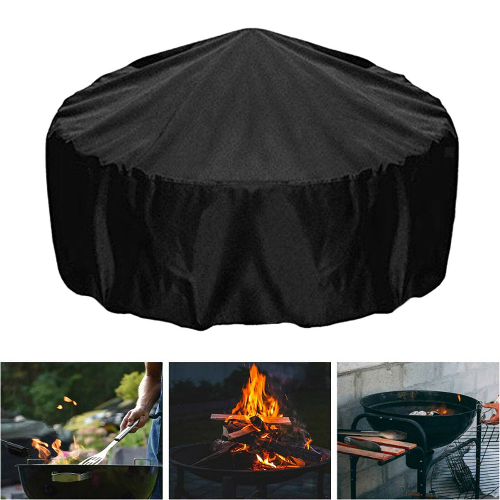Round Fire Pit Cover Outdoor Garden Lawn Patio Barbecue BBQ Fire Bowl Covers