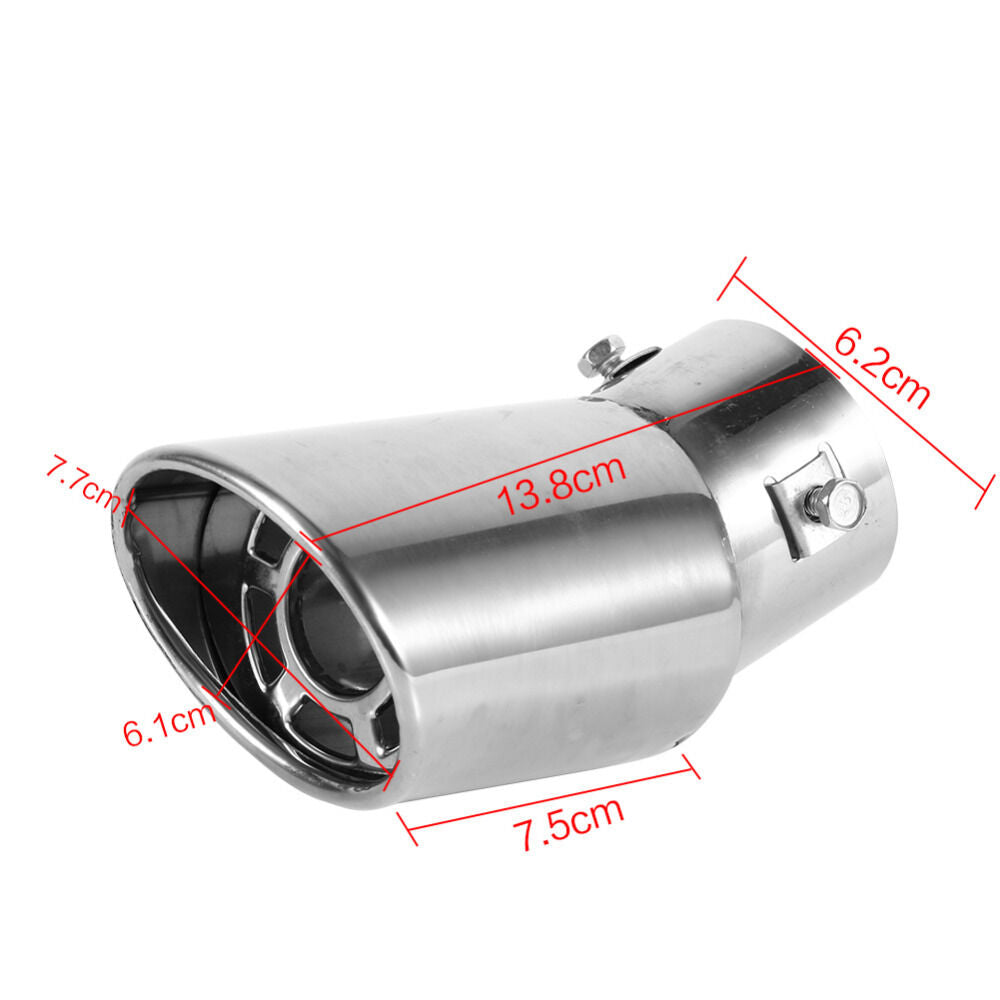 61mm Bent Universal Rear Round Stainless Steel Car Exhaust Tailpipe Muffler Tip